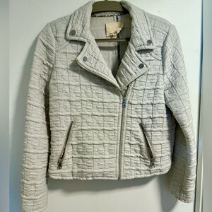 Rebecca Taylor Quilted Bomber Jacket in Pale Blue/Gray